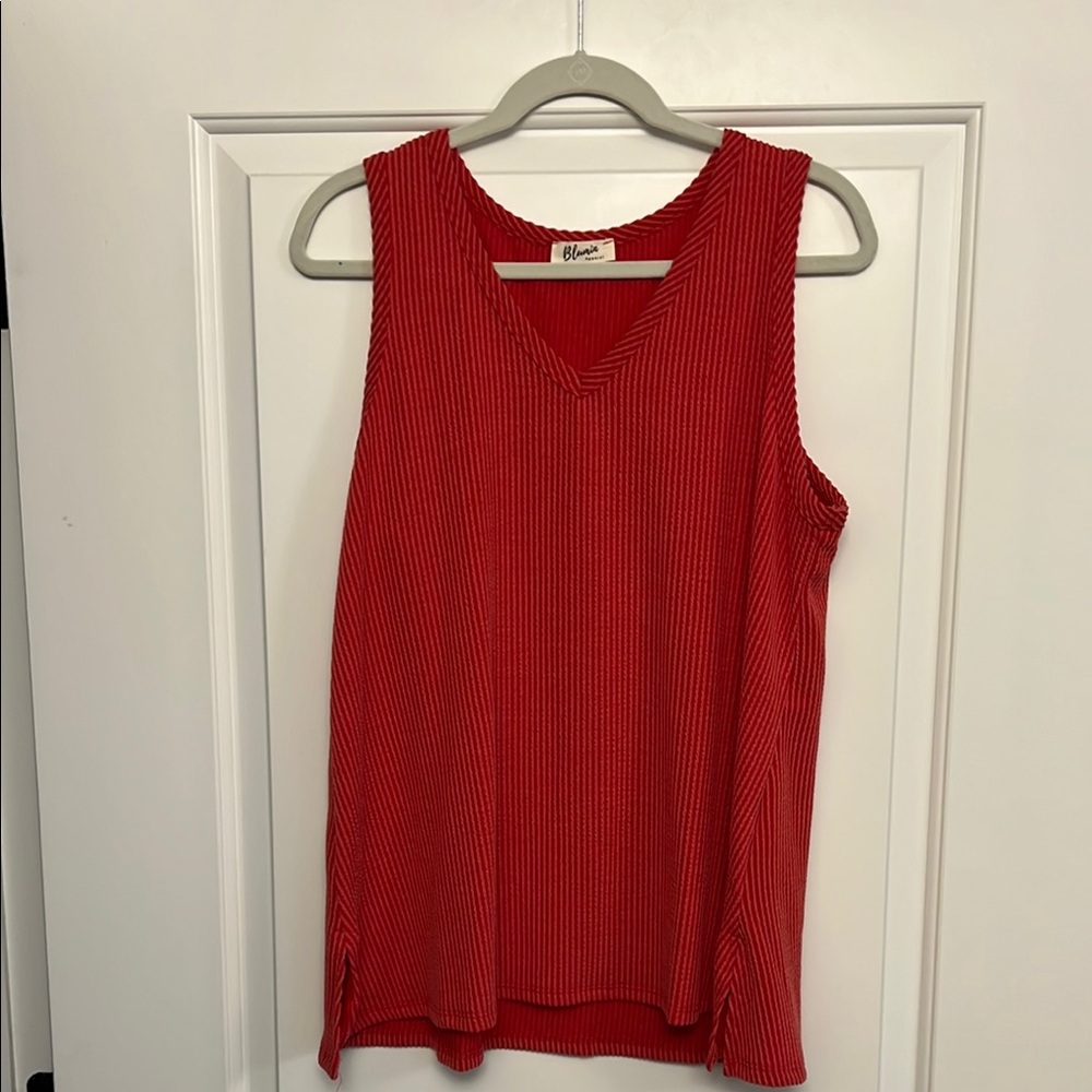 Red Relaxed Sleeveless Tank Top